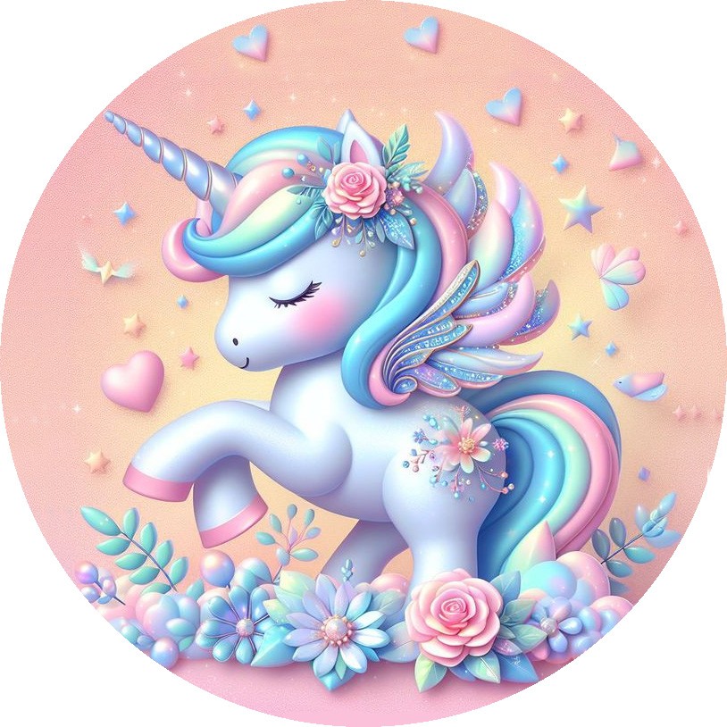 licorne mignonne sur fleurs