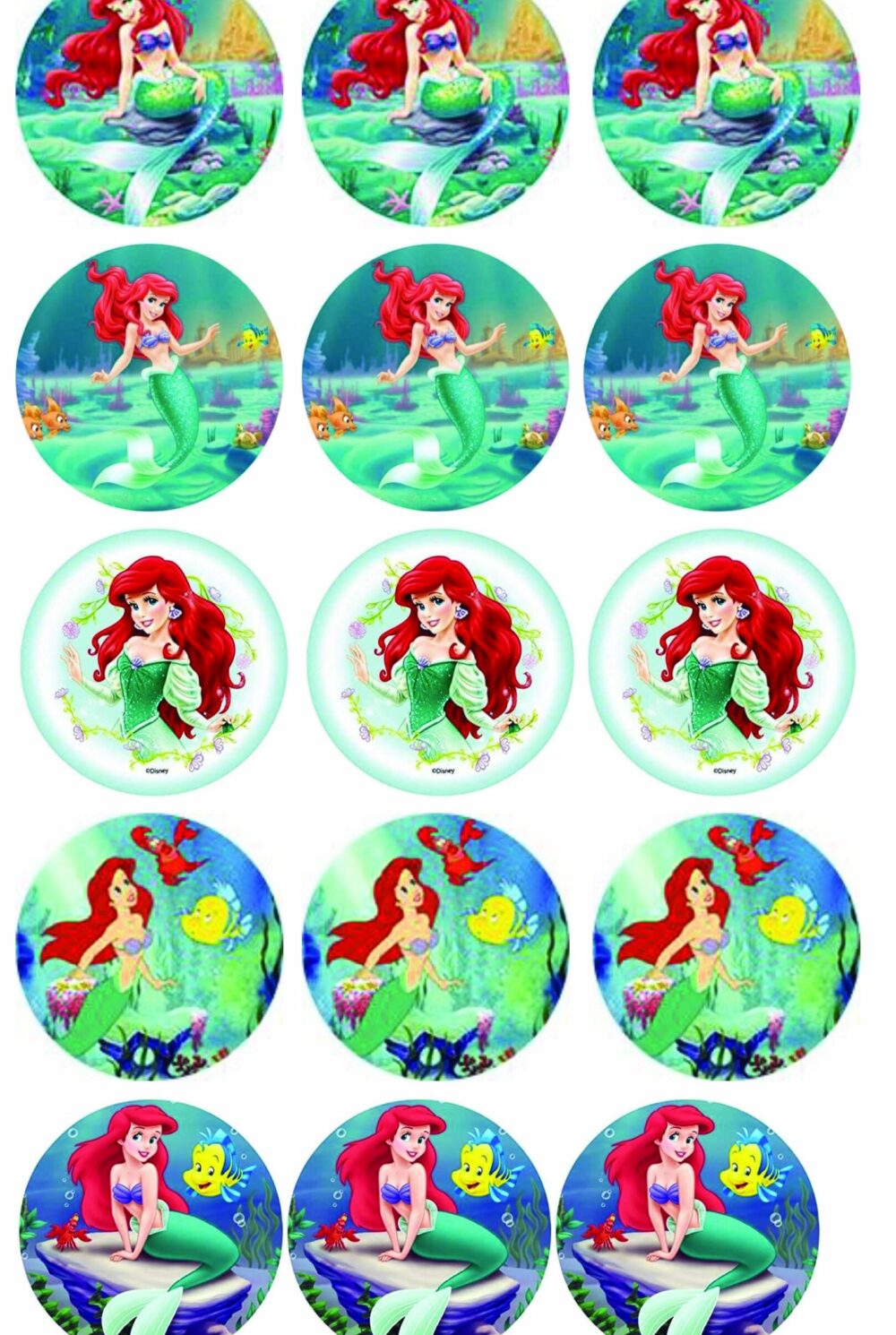 ariel la petite sirène disques cupcake