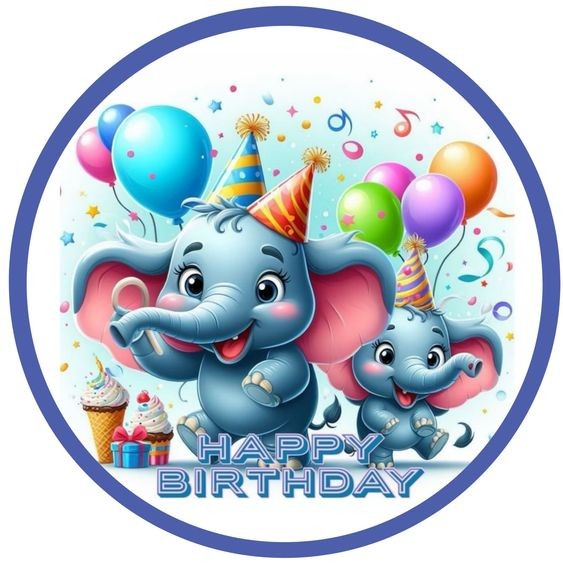 Happy birthday éléphant et ballons 20 cm