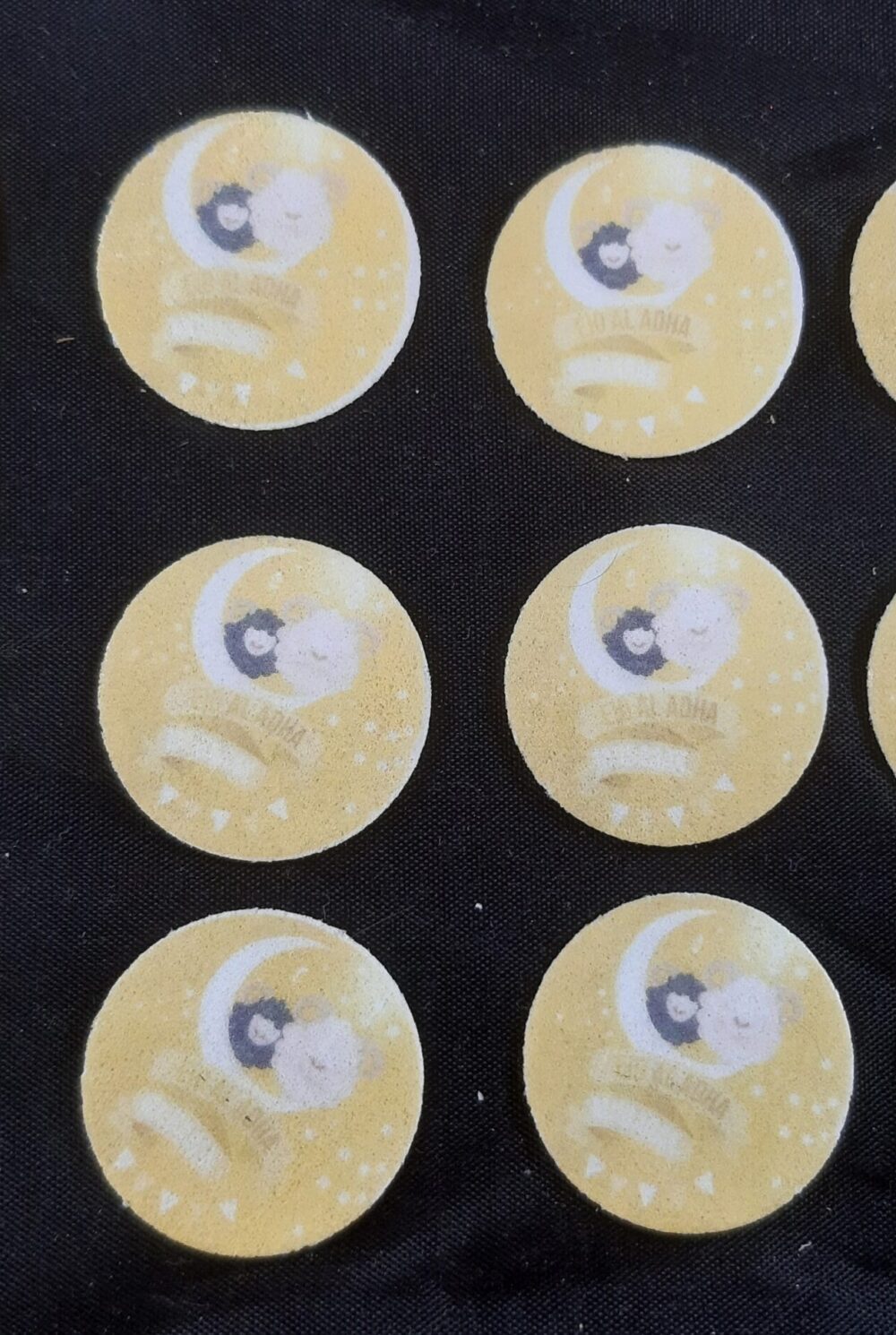 Eid mouton fond jaune décor 2,5 cm
