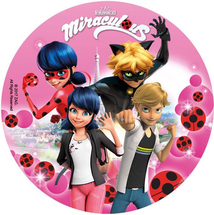 Miraculous Ladybug fond rose 20 cm
