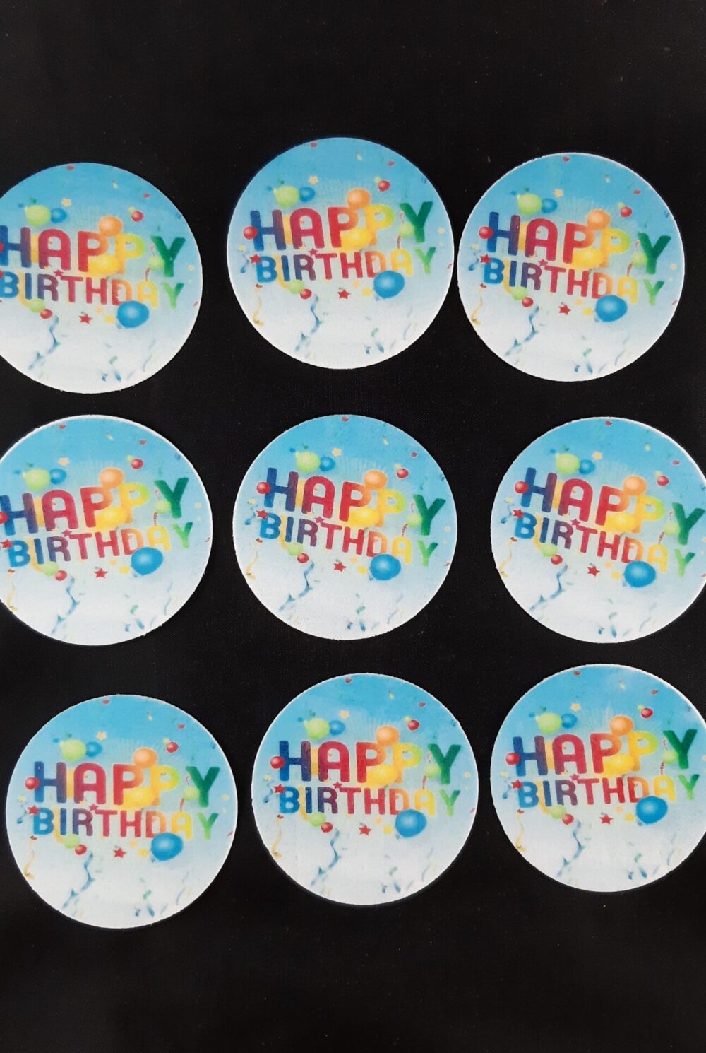 Happy Birthday bleu disques cupcake