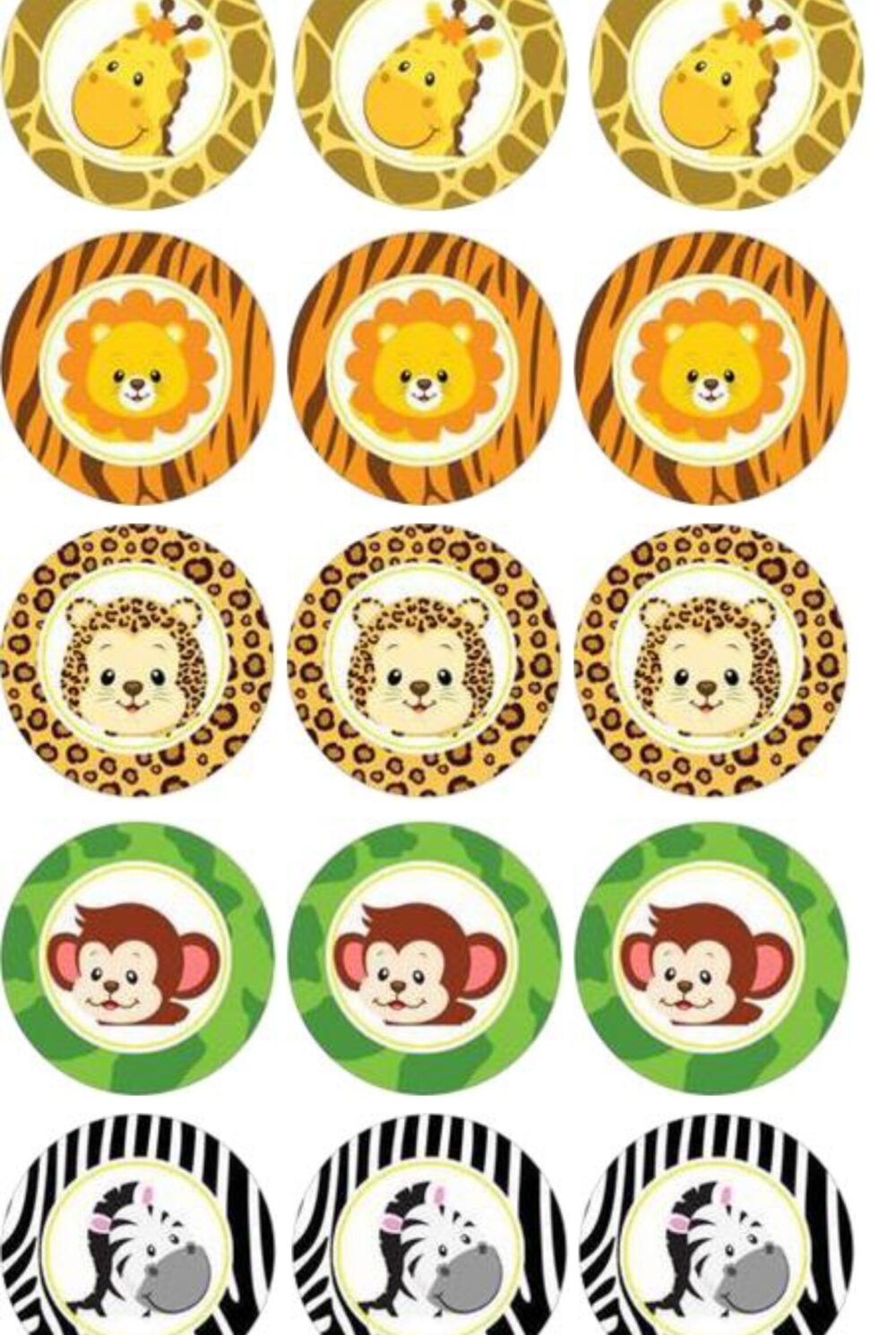 animaux de la savane disques cupcake