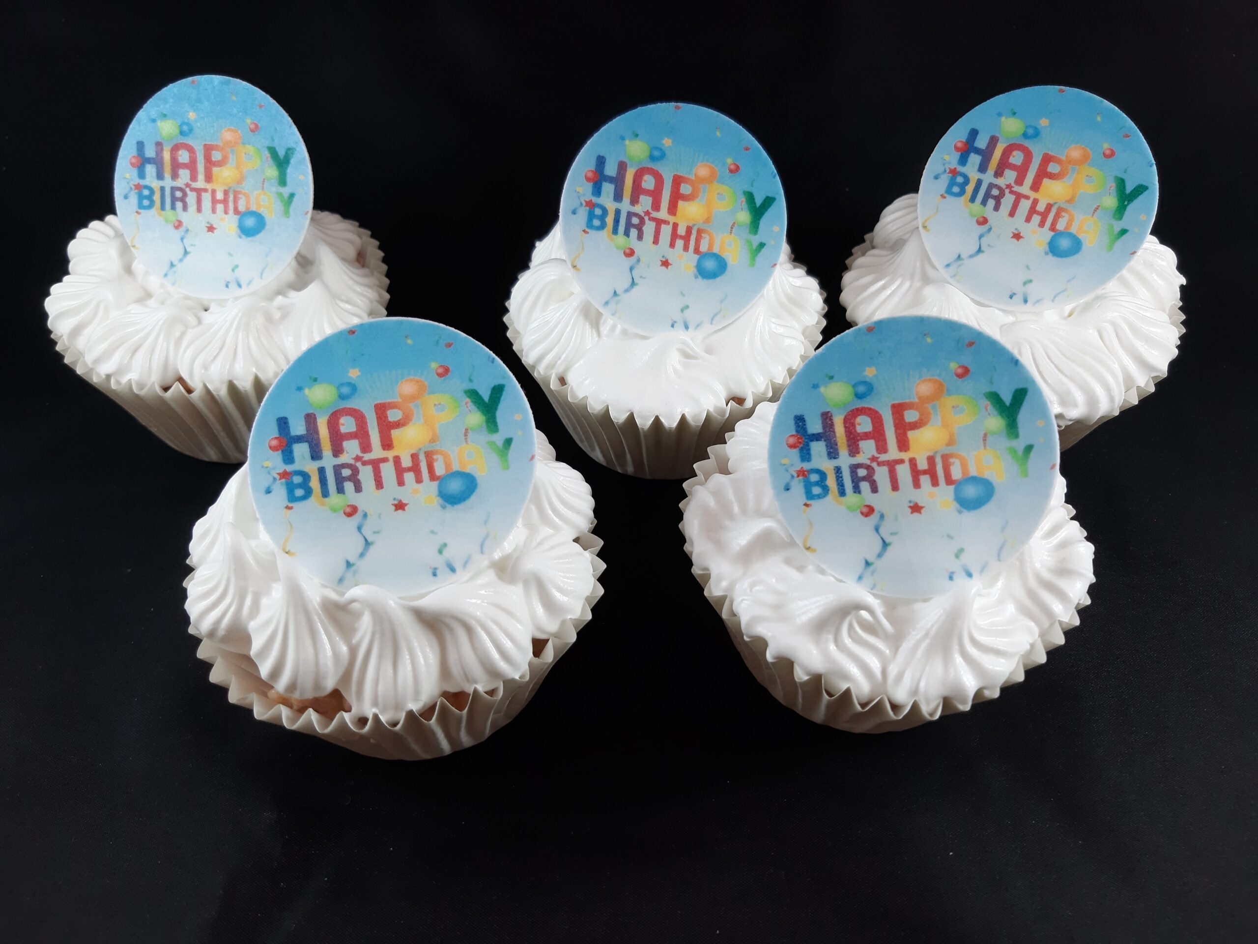 Happy Birthday bleu disques cupcake - Image 3