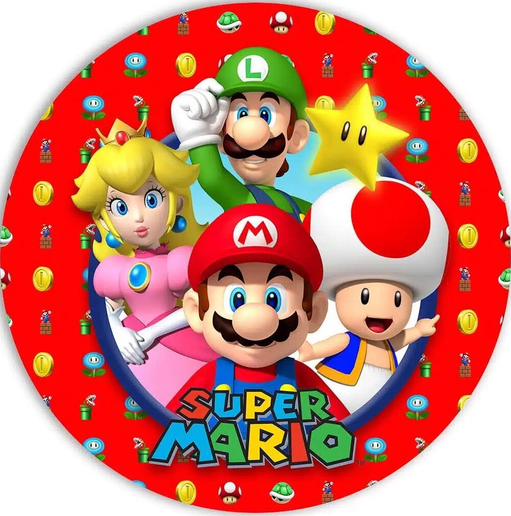 disque Super Mario contour rouge 20 cm