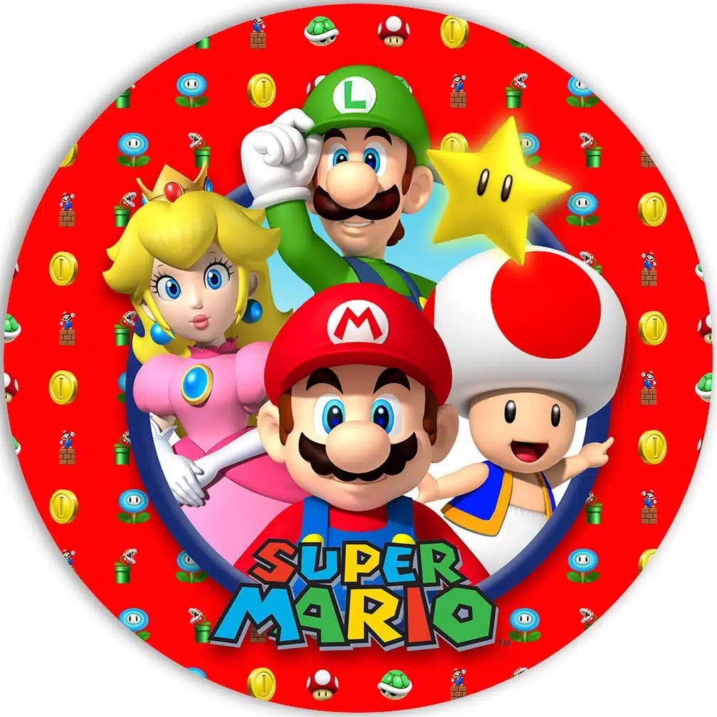 disque Super Mario contour rouge 20 cm