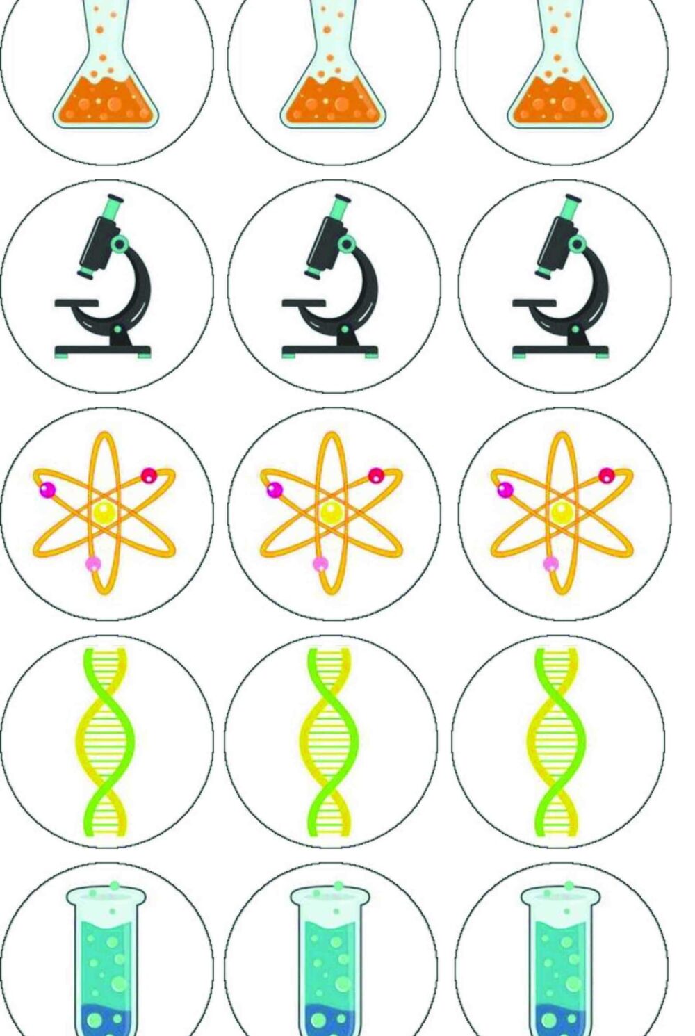 thème science disques cupcakes