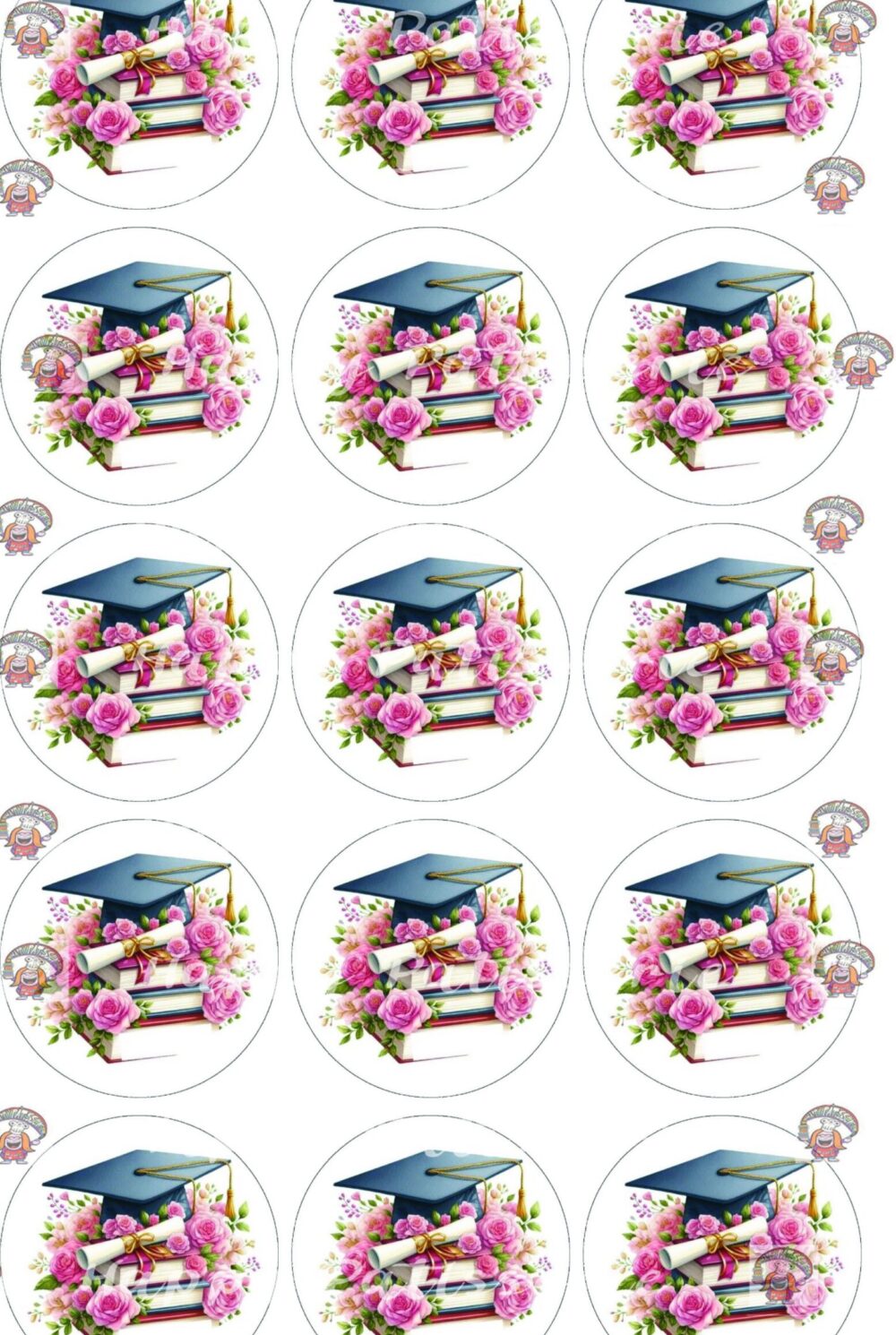 diplôme fleuris disque cupcake