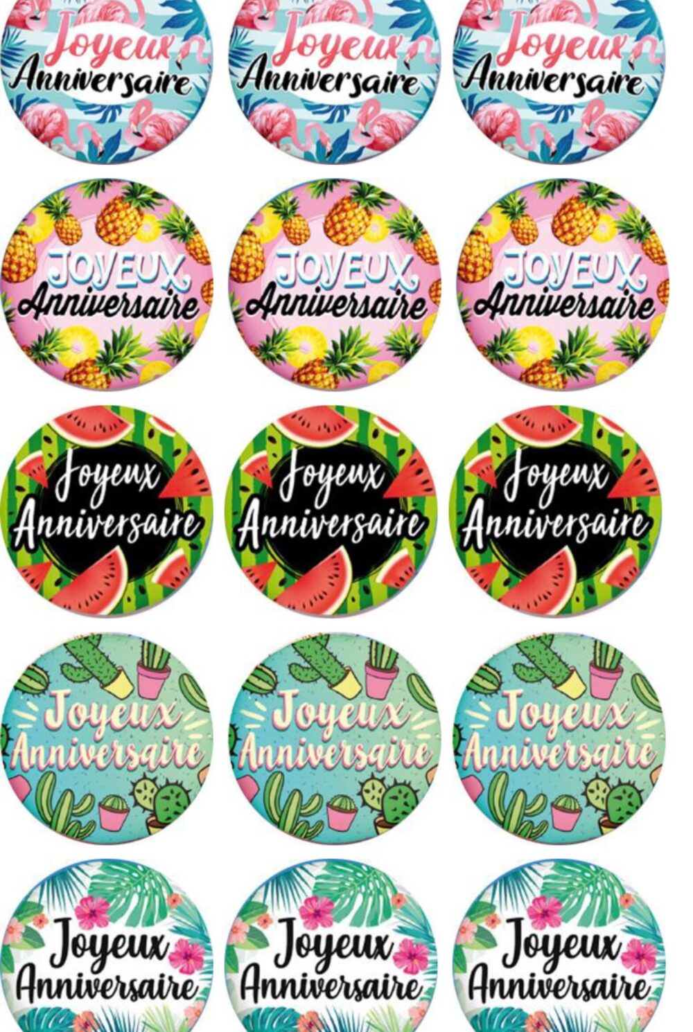 disques cupcake anniversaire tropical