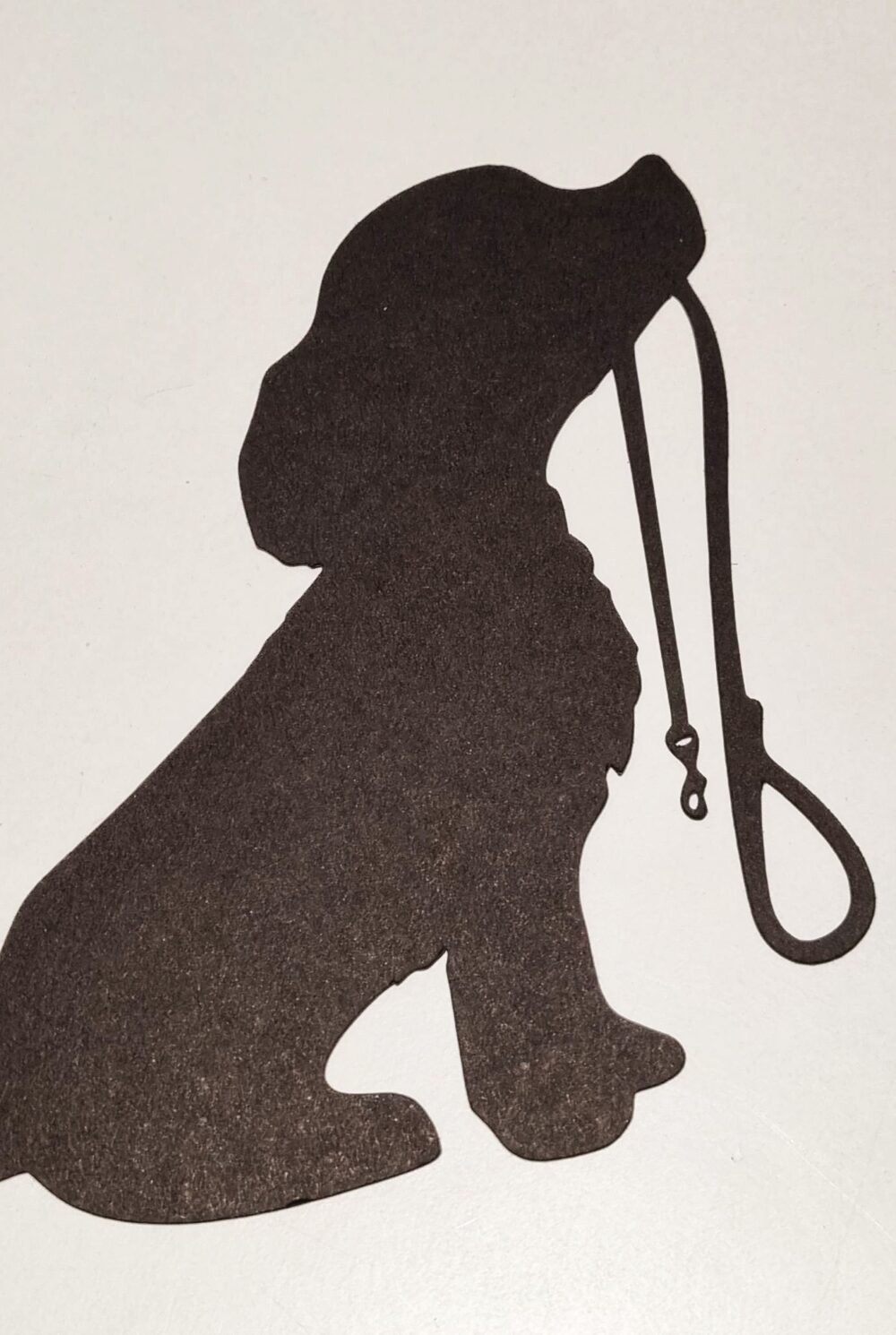 silhouette chien assis avec sa laisse