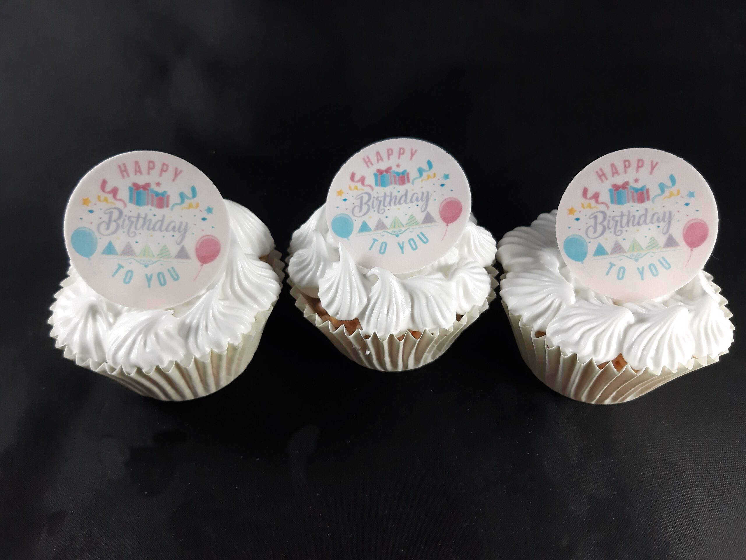 Happy Birthday rose disques cupcake - Image 2