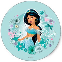 Princesses Jasmine contour fleuri