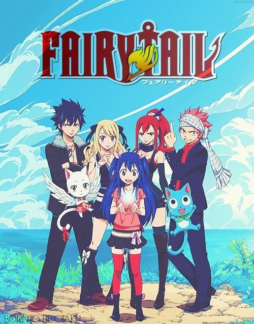 fairy tail A4 personnages fond bleu
