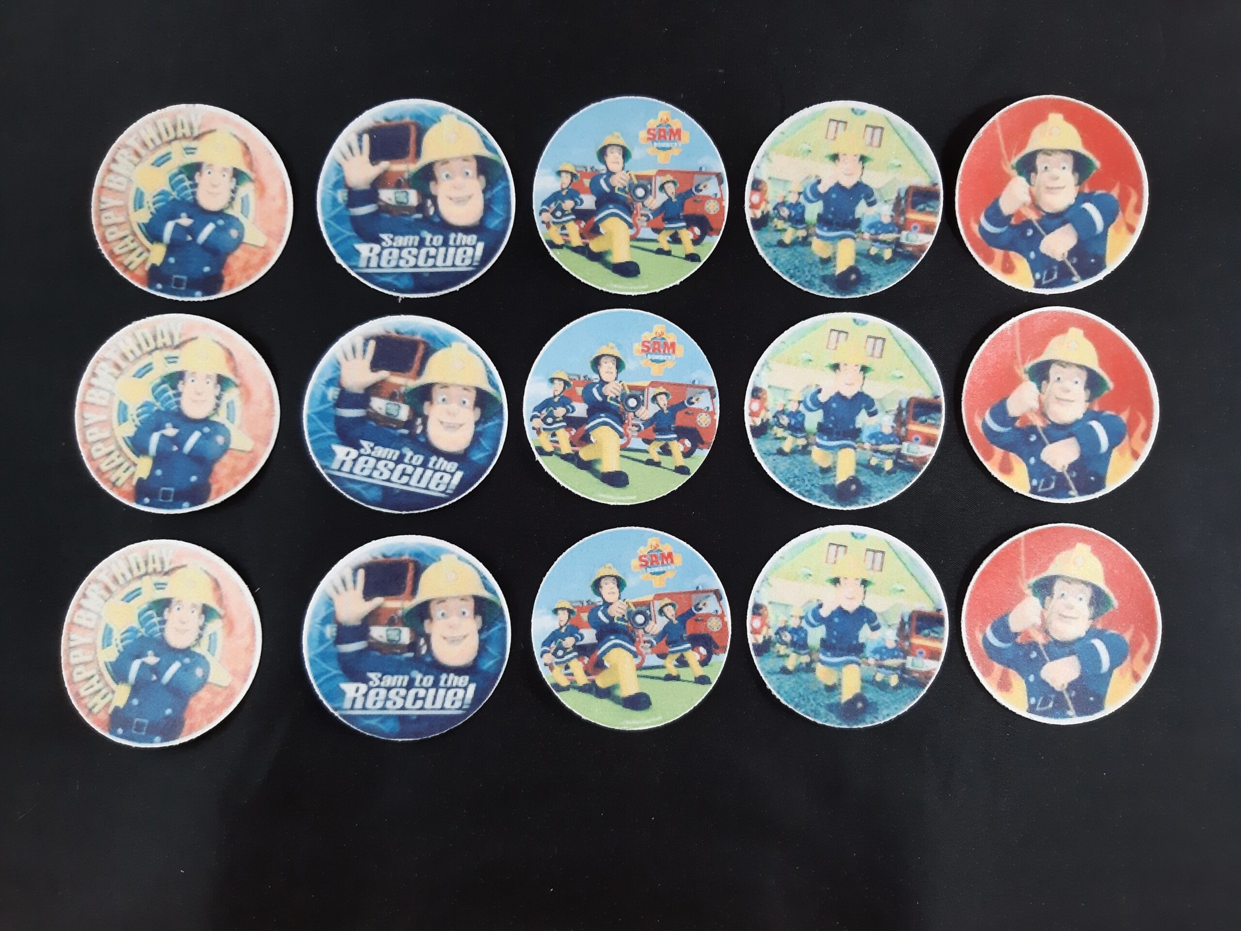 Fireman Sam cupcake discs
