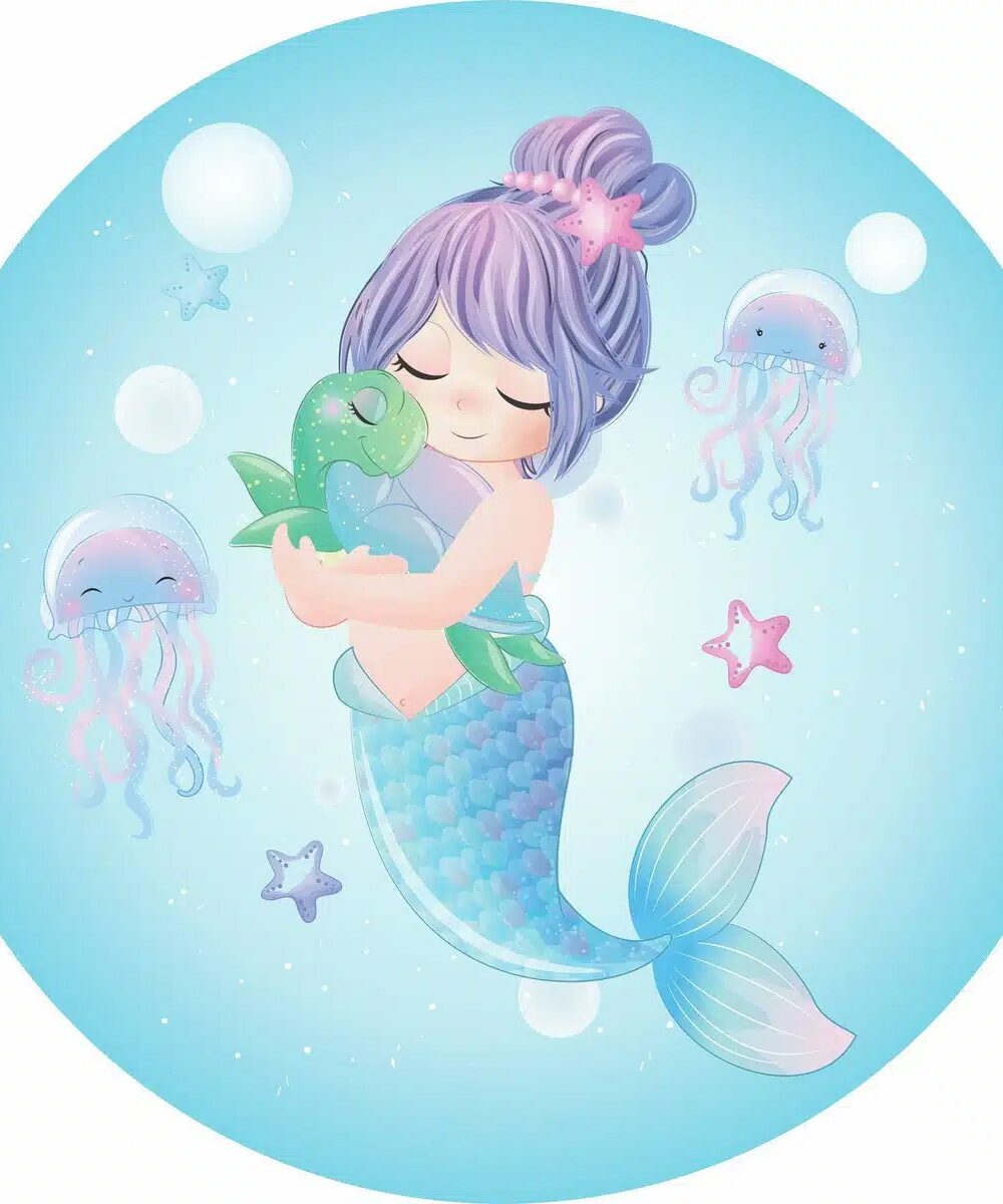 sirène fond bleu 20 cm