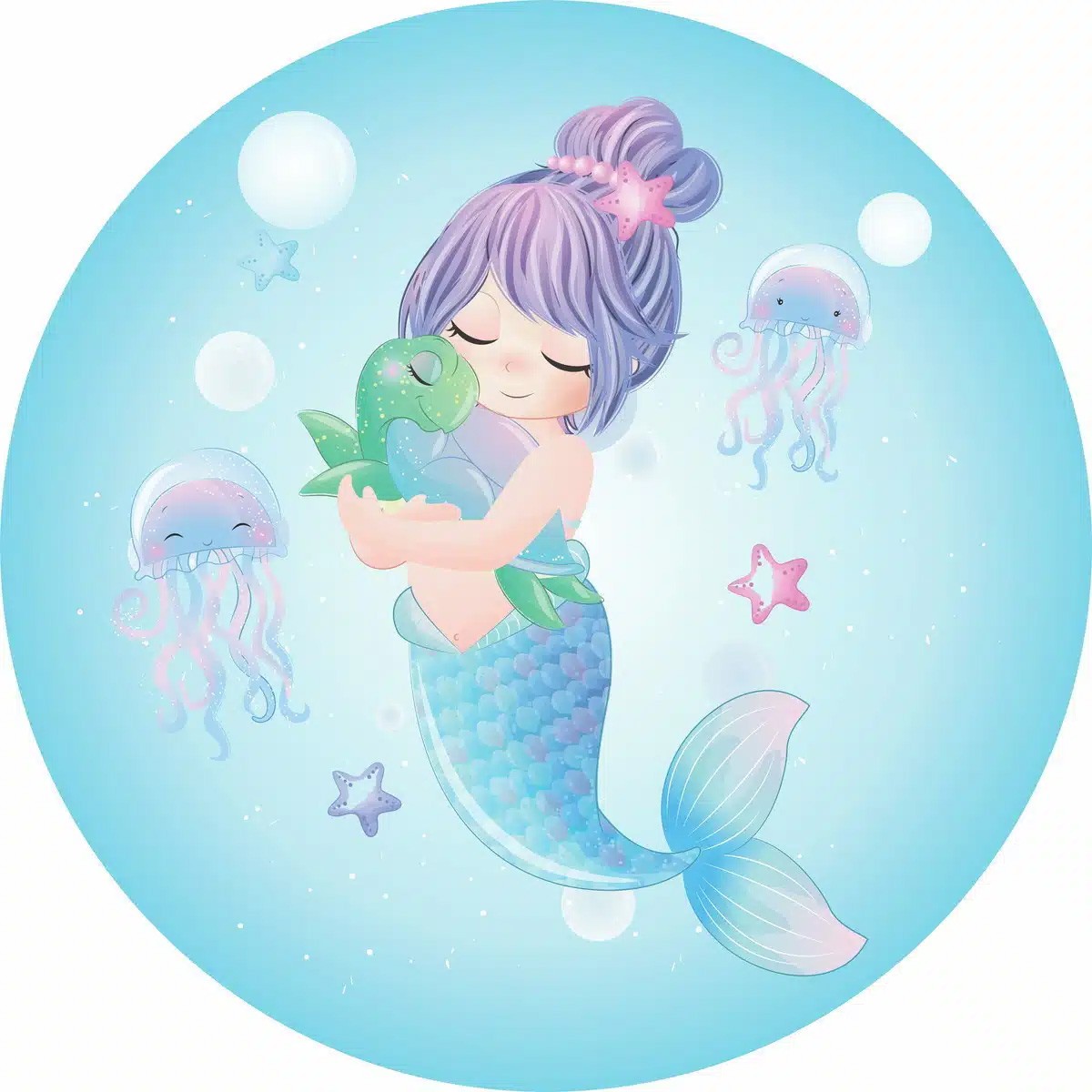 sirène fond bleu 20 cm