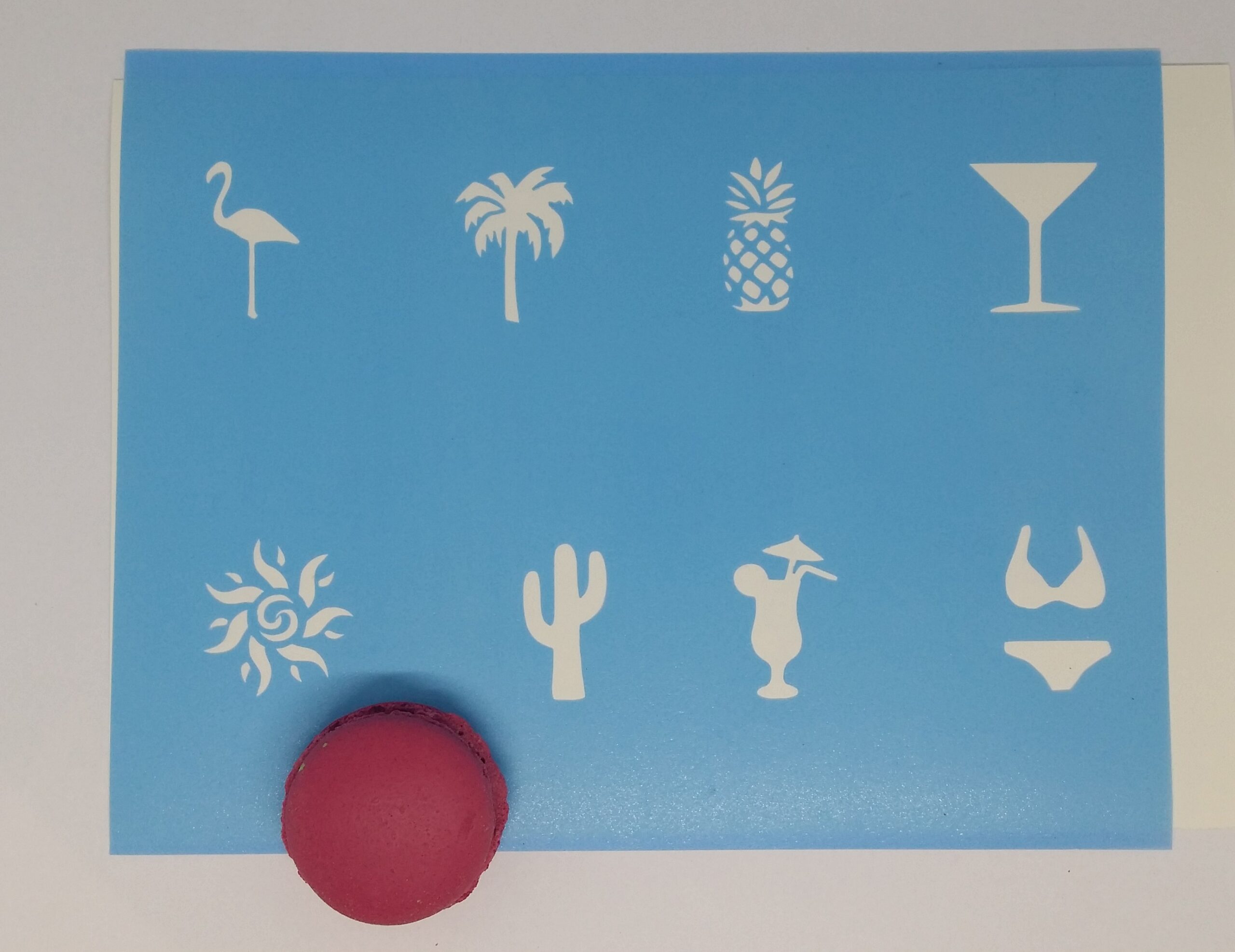Thème été pochoir stencil gâteau