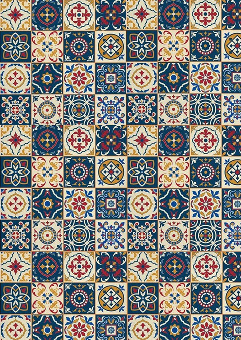mosaique motifs rouges