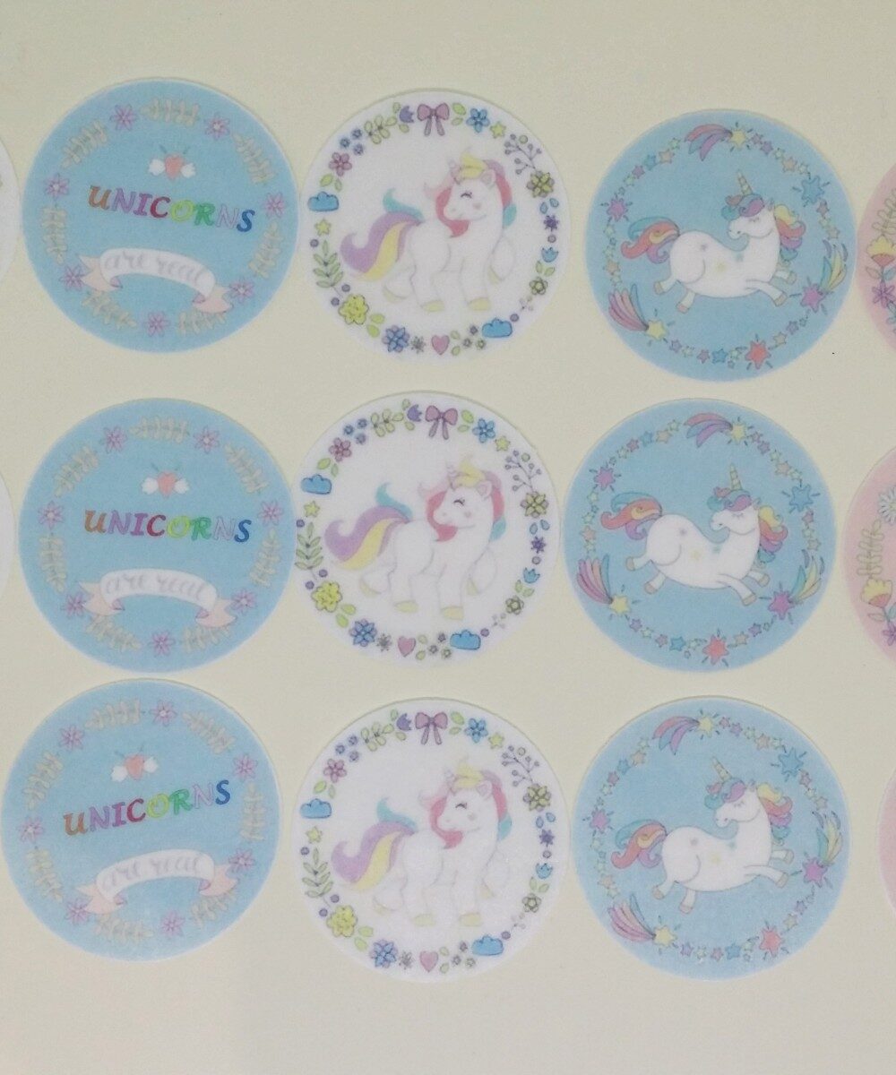 licorne avec fleurs disques cupcake