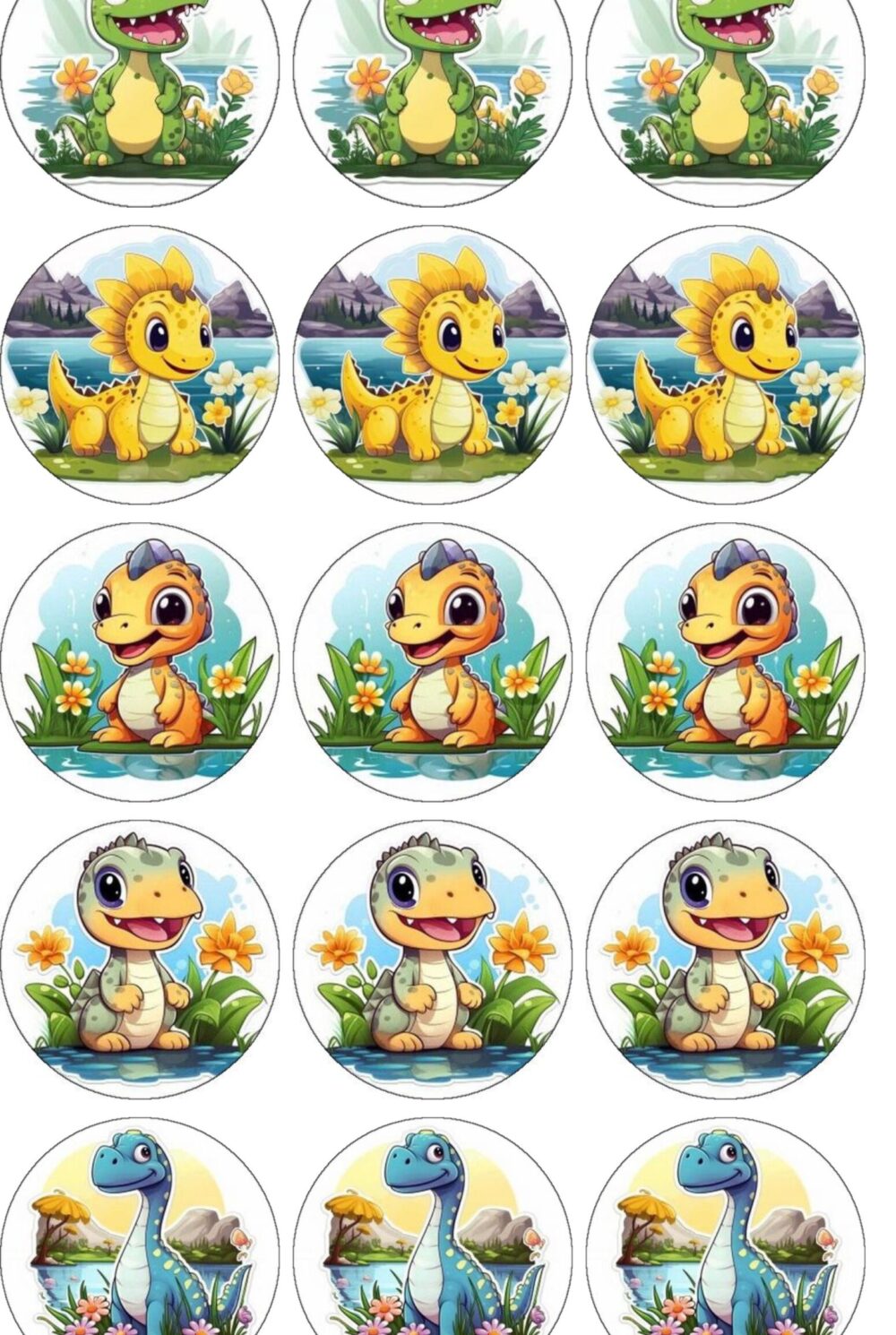 bébés dinosaures disques cupcake