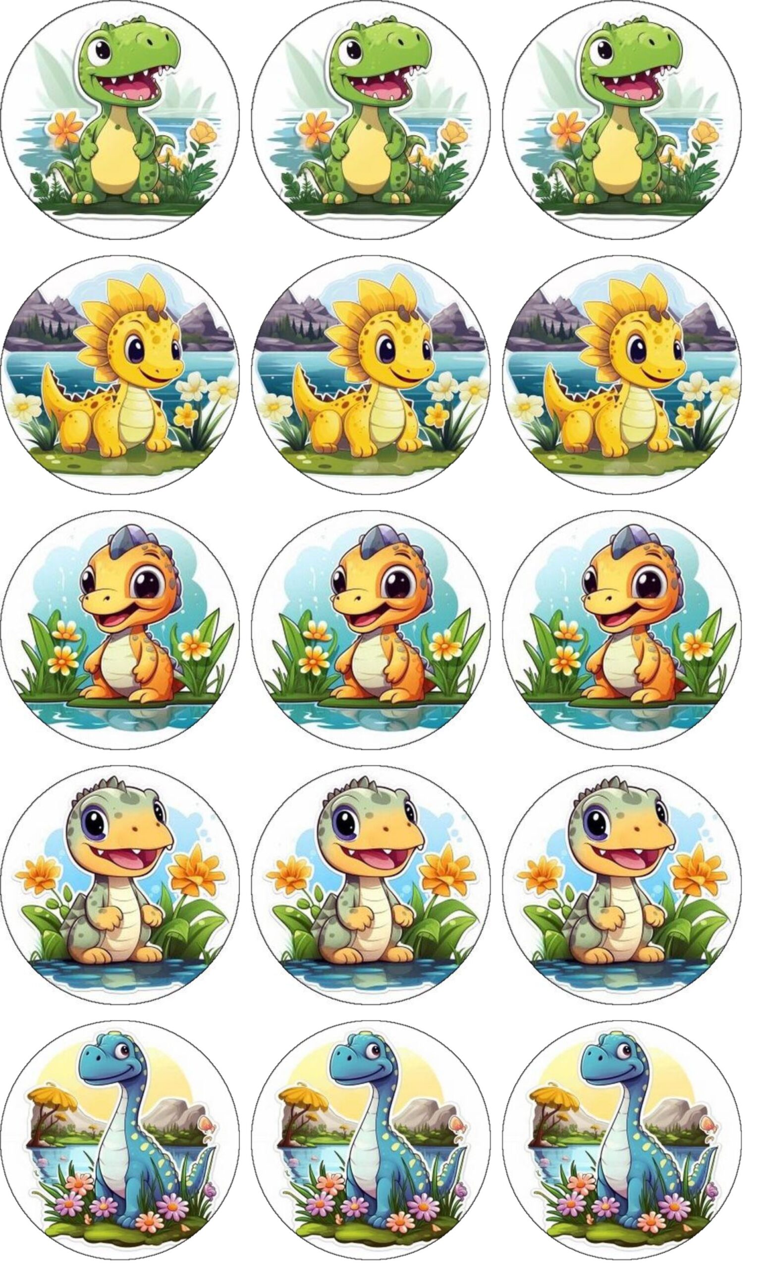 bébés dinosaures disques cupcake