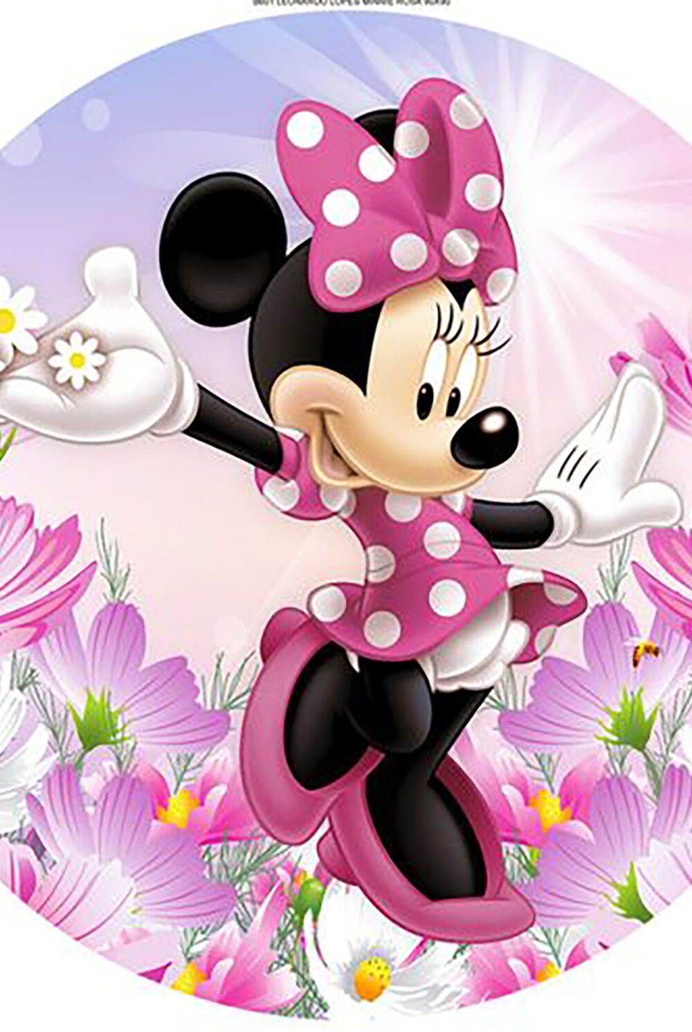 Minnie fleurs roses