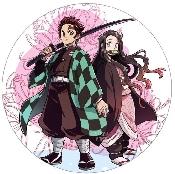 demon slayer : Kamado et Nezuko rond 20 cm