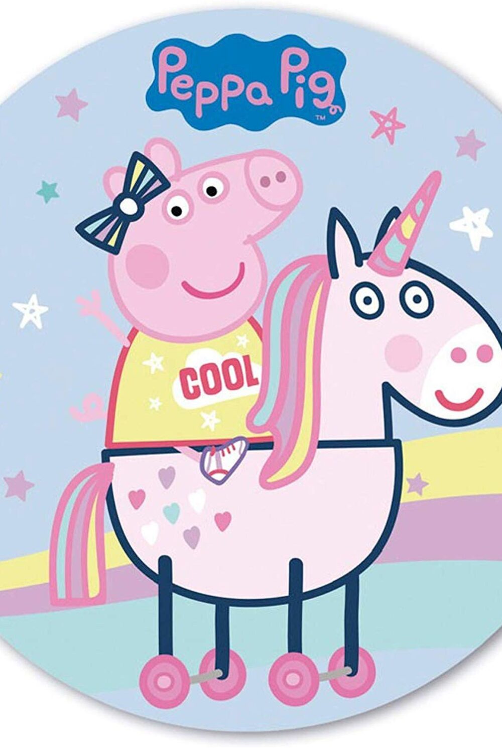 Peppa pig sur sa licorne
