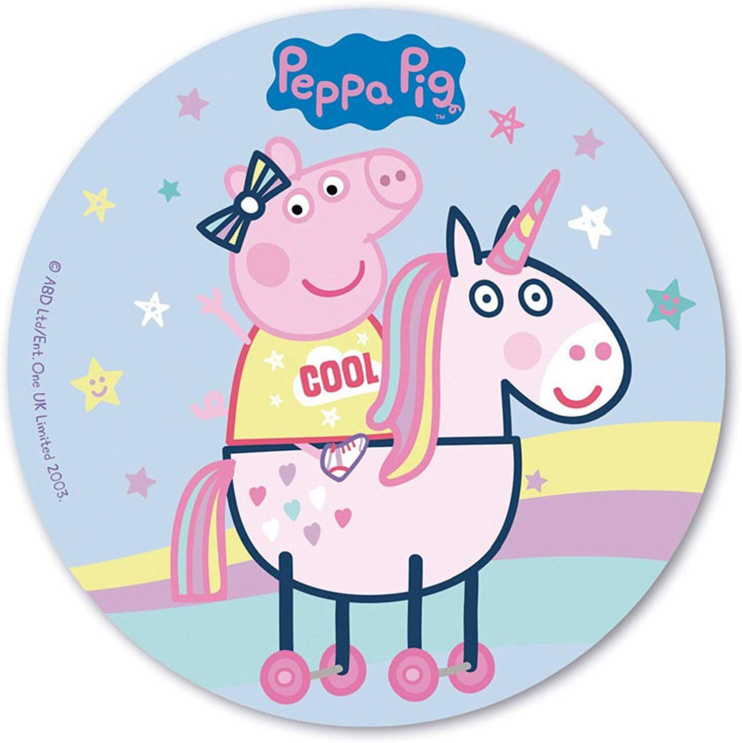 Peppa pig sur sa licorne
